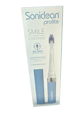 Soniclean Prolite Electric Toothbrush Battery Operated W 2Heads Travel NIB